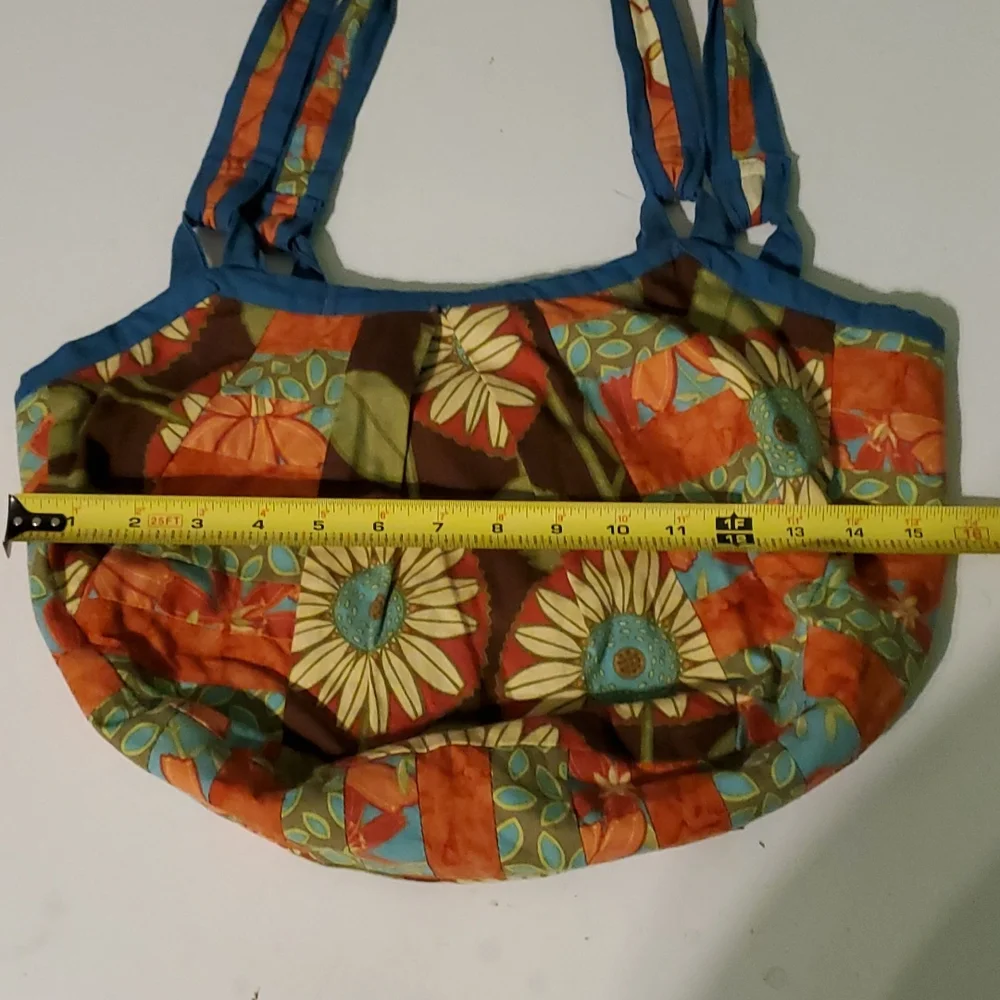 New Sunflower boho fabric bag with large button closure